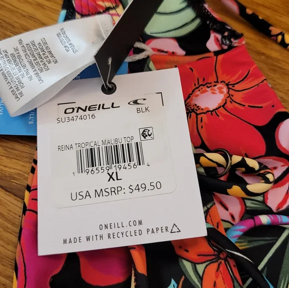 O'Neill Reina Tropical Malibu Bikini Top Size XL - Picture 8 of 12